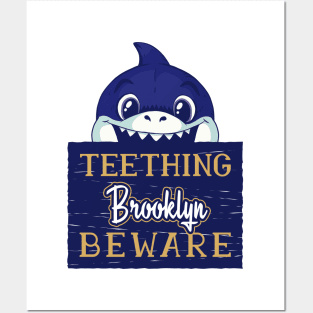 Brooklyn - Funny Kids Shark - Personalized Gift Idea - Bambini Posters and Art